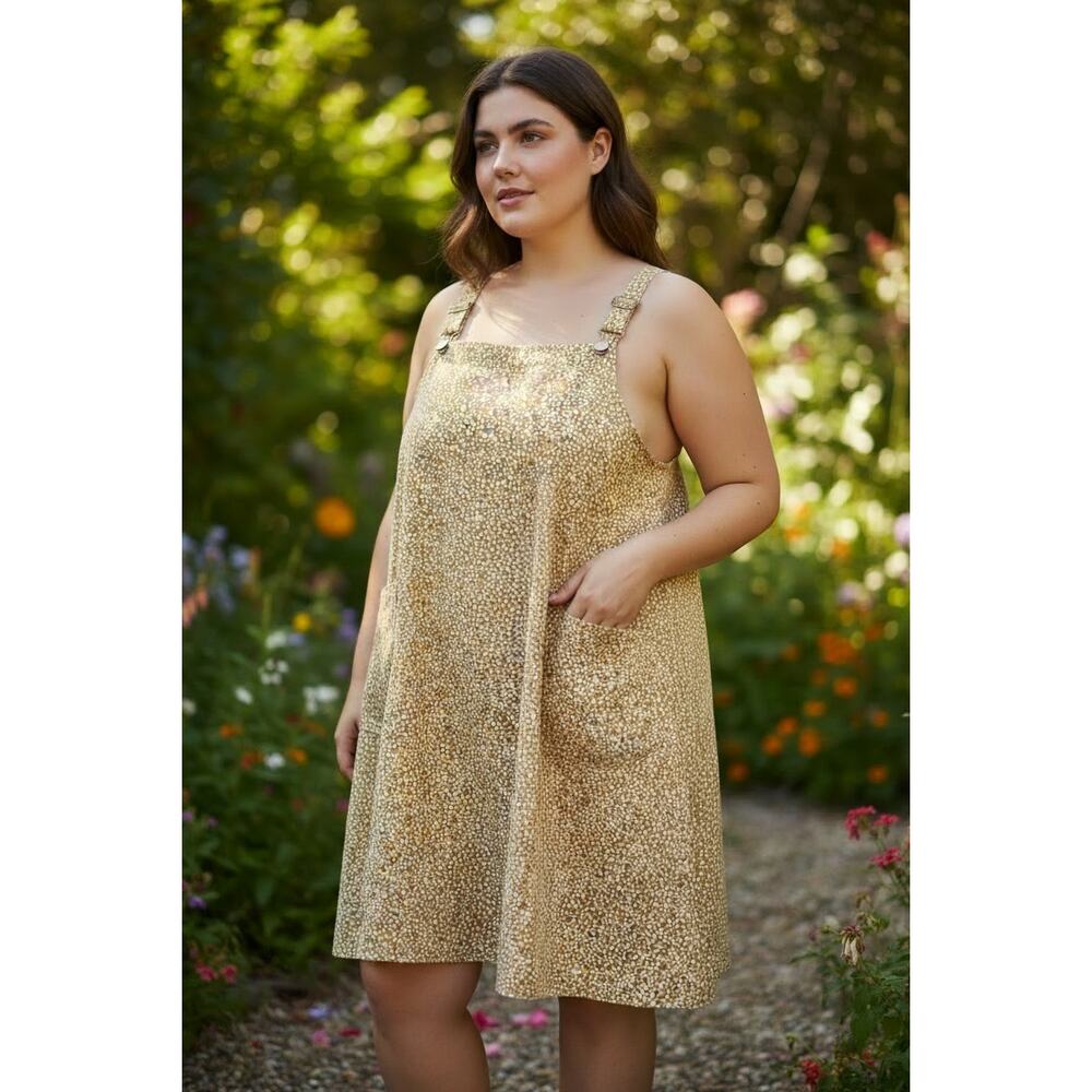 Love Olive Co Women's Ditsy Floral Cottage Core Prairie Midi Jumper Dress Sz 3XL